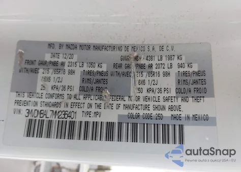 2021 Mazda Cx-30 2.5 S из США, поврежденный, VIN 3MVDMBAL7MM236401